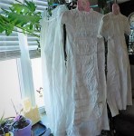 LONG WHITE RUCHED CHRISTENING GOWN 2 VIEW